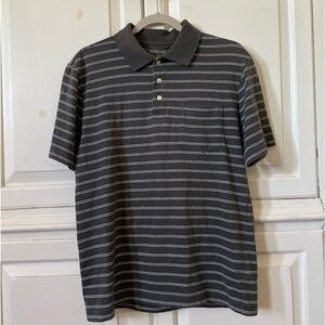 Merona men’s gray and white striped short sleeve polo shirt size small
